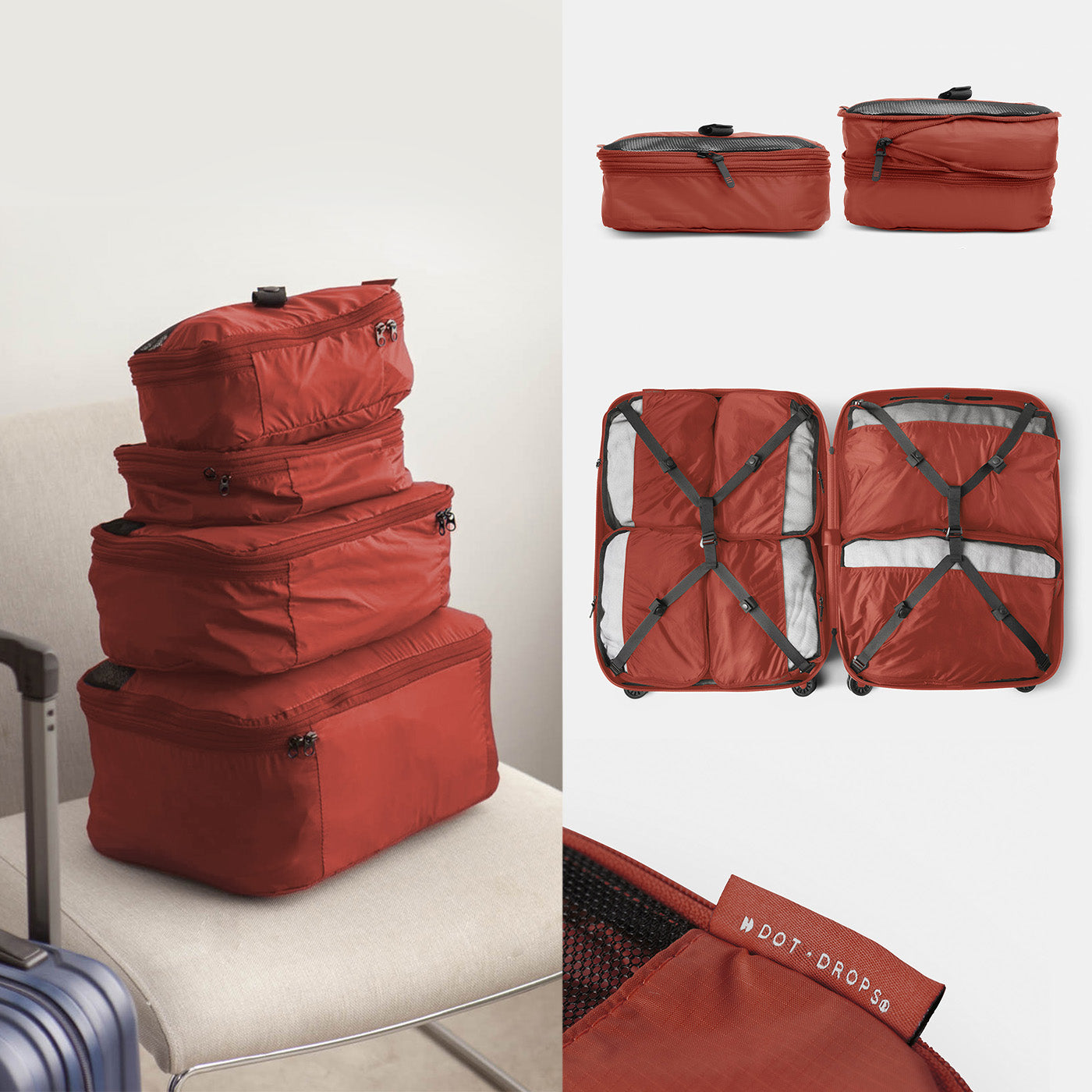 #kit de 7 pochettes d'organisation_rouge colorado