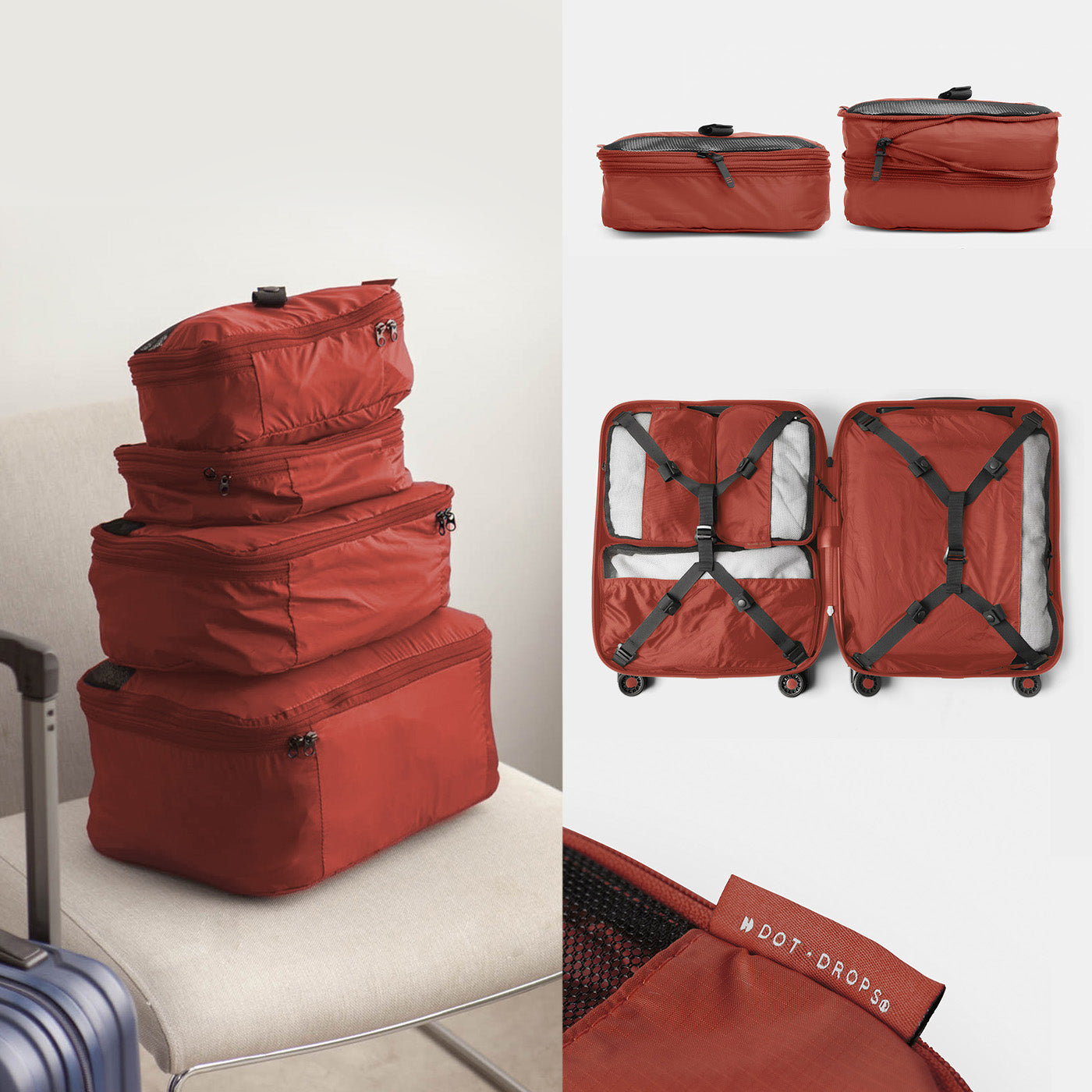 #kit de 6 pochettes d'organisation_rouge colorado